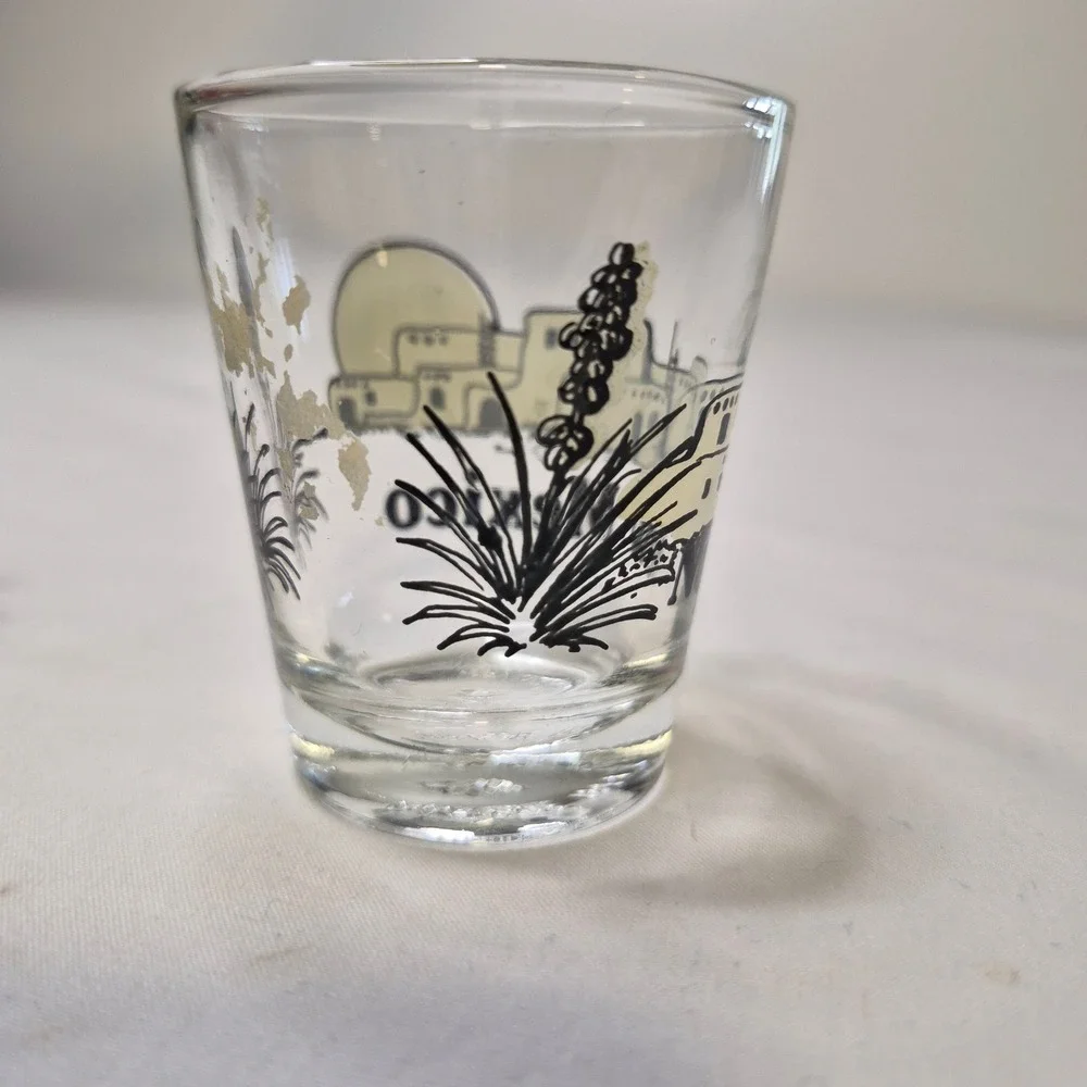 New Mexico Souvenir Shot Glass Pueblo Desert‎ Scene Taiwan